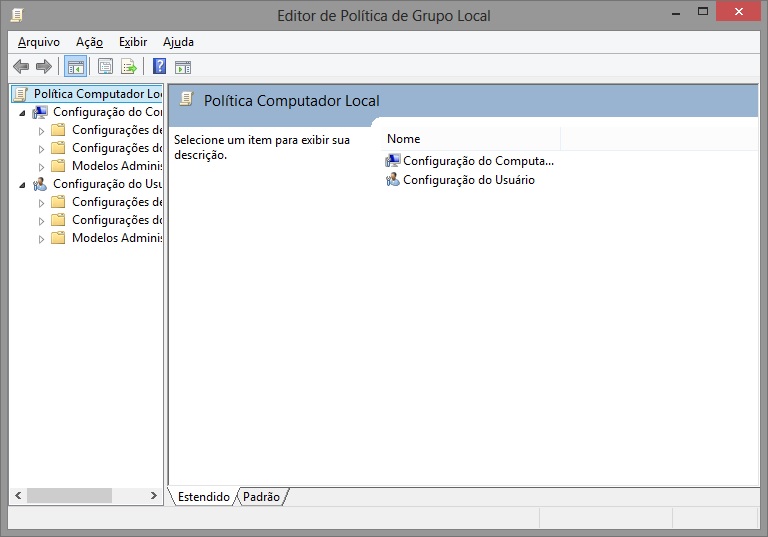 Editor de Políticas de Grupos Locais no Windows 8