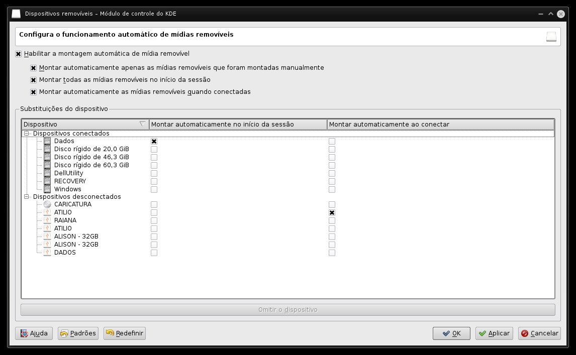 Dispositivos removíveis no KDE