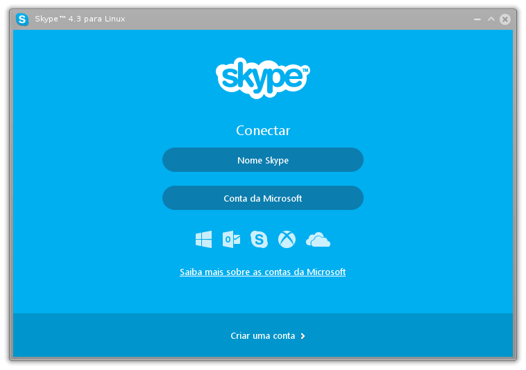 Tela Inicial - Skype 4.3 Linux